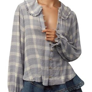 NWT anthropologie pilcro the keiracollaredbutton front blouse size small